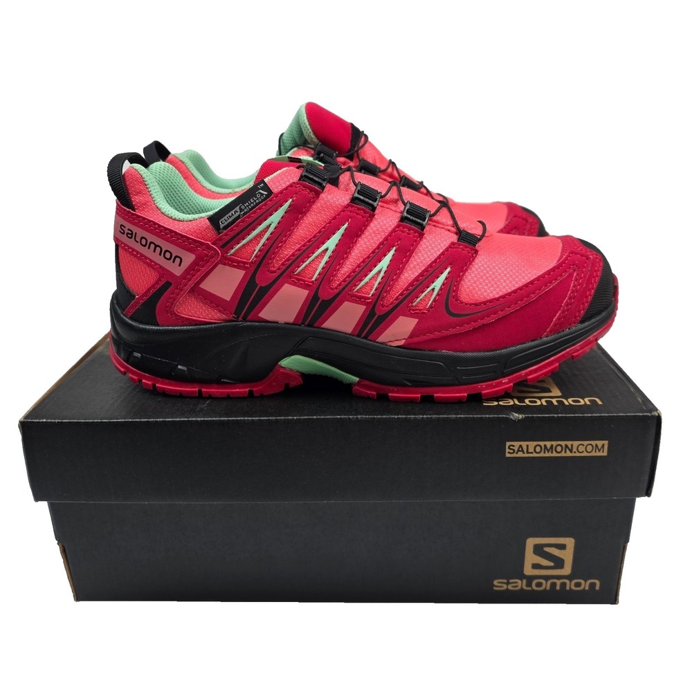 Salomon XA Pro 3D CSWP J Hiking Waterproof Sneaker Pink Green Girl's 4 NWB NWT